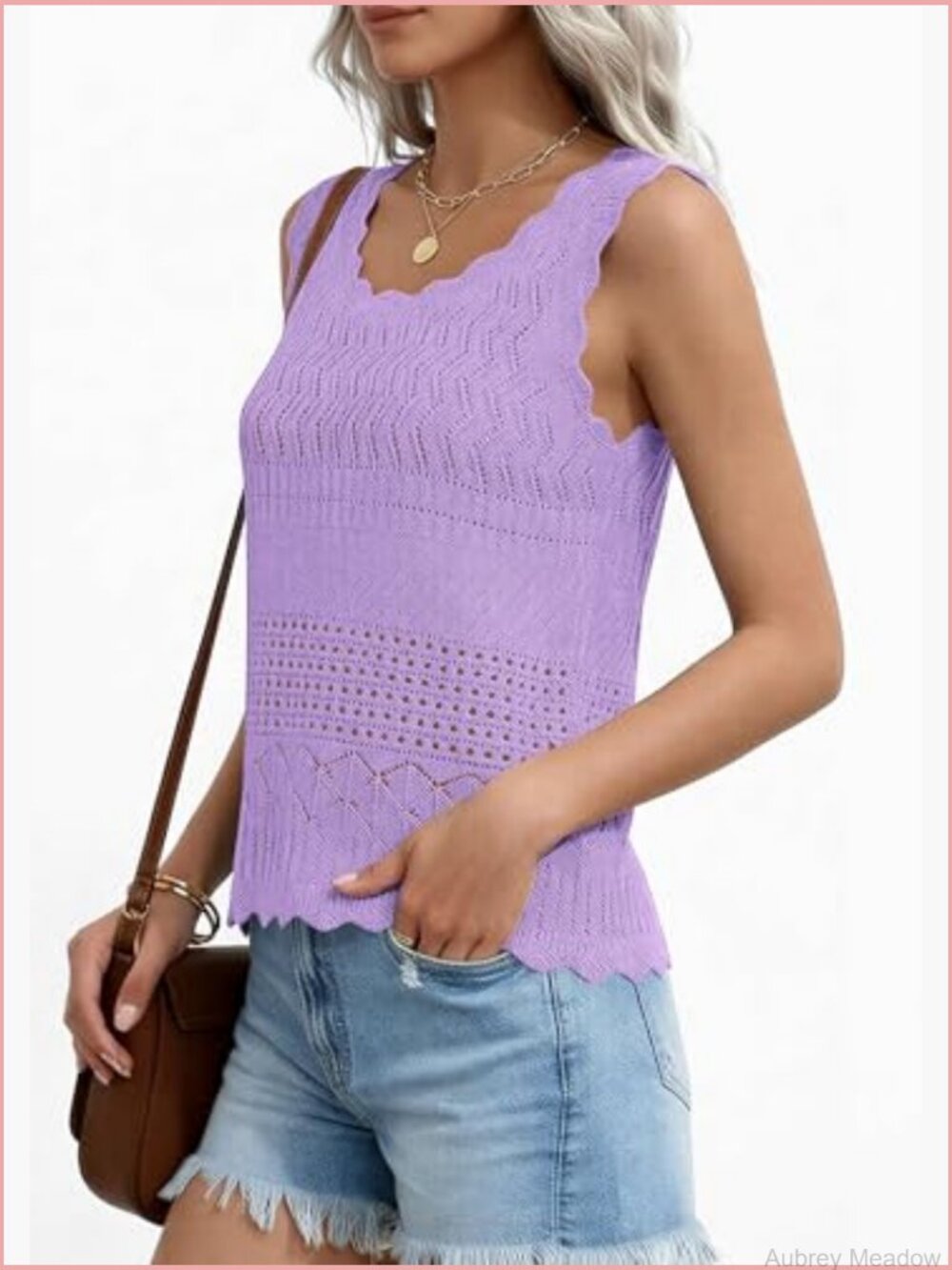 Crochet Tank Top Sleeveless Sweater Vest Boho Beach Vacation - Picture 4 of 7